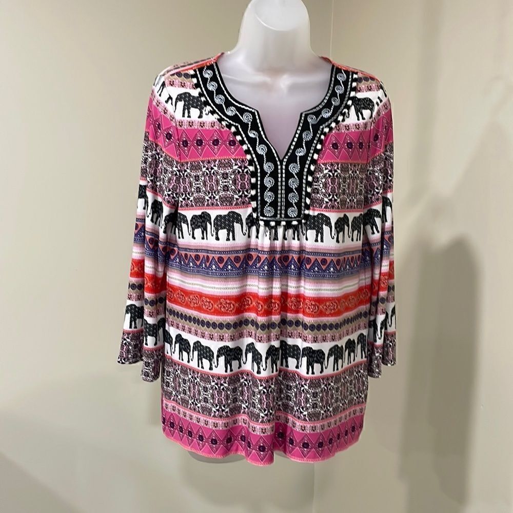 NWOT Ruby Rd. Elephant Blouse.  Size MP medium petite 8/10